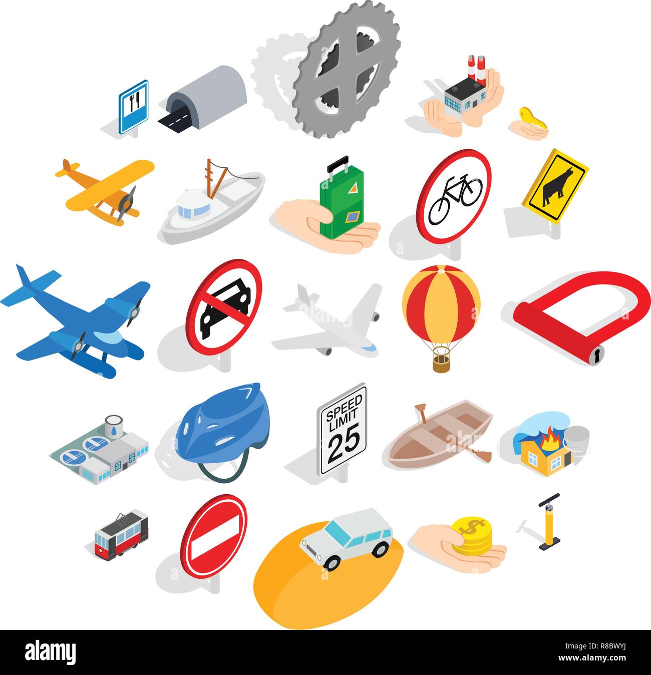 Movement icons set, isometric style Stock Vector
