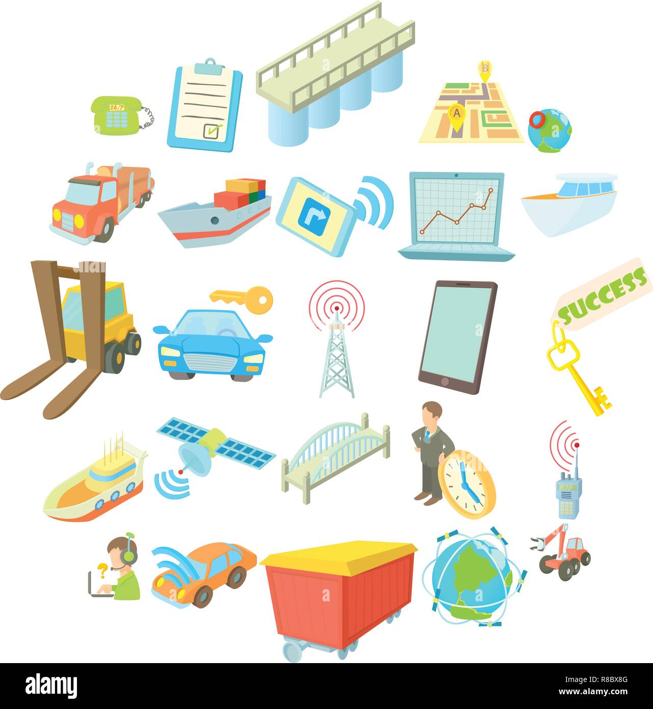 World transport network icons set, cartoon style Stock Vector Image ...