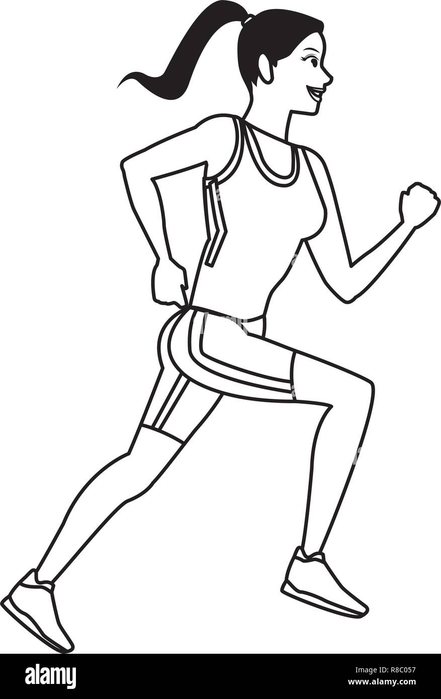 Fitness woman running in black and white Stock Vector Image & Art - Alamy