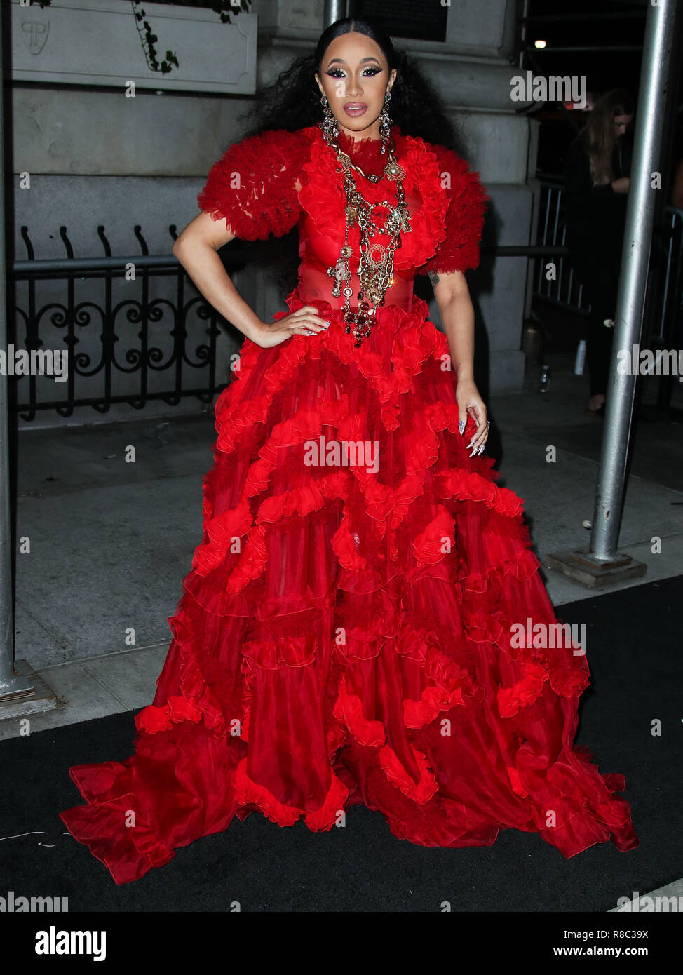 MANHATTAN NEW YORK CITY NY USA SEPTEMBER 07 Rapper Cardi B Belcalis Marlenis Almanzar wearing a Dolce and Gabbana dress arrives at the Harper s BAZAAR Celebration of ICONS By Carine Roitfeld