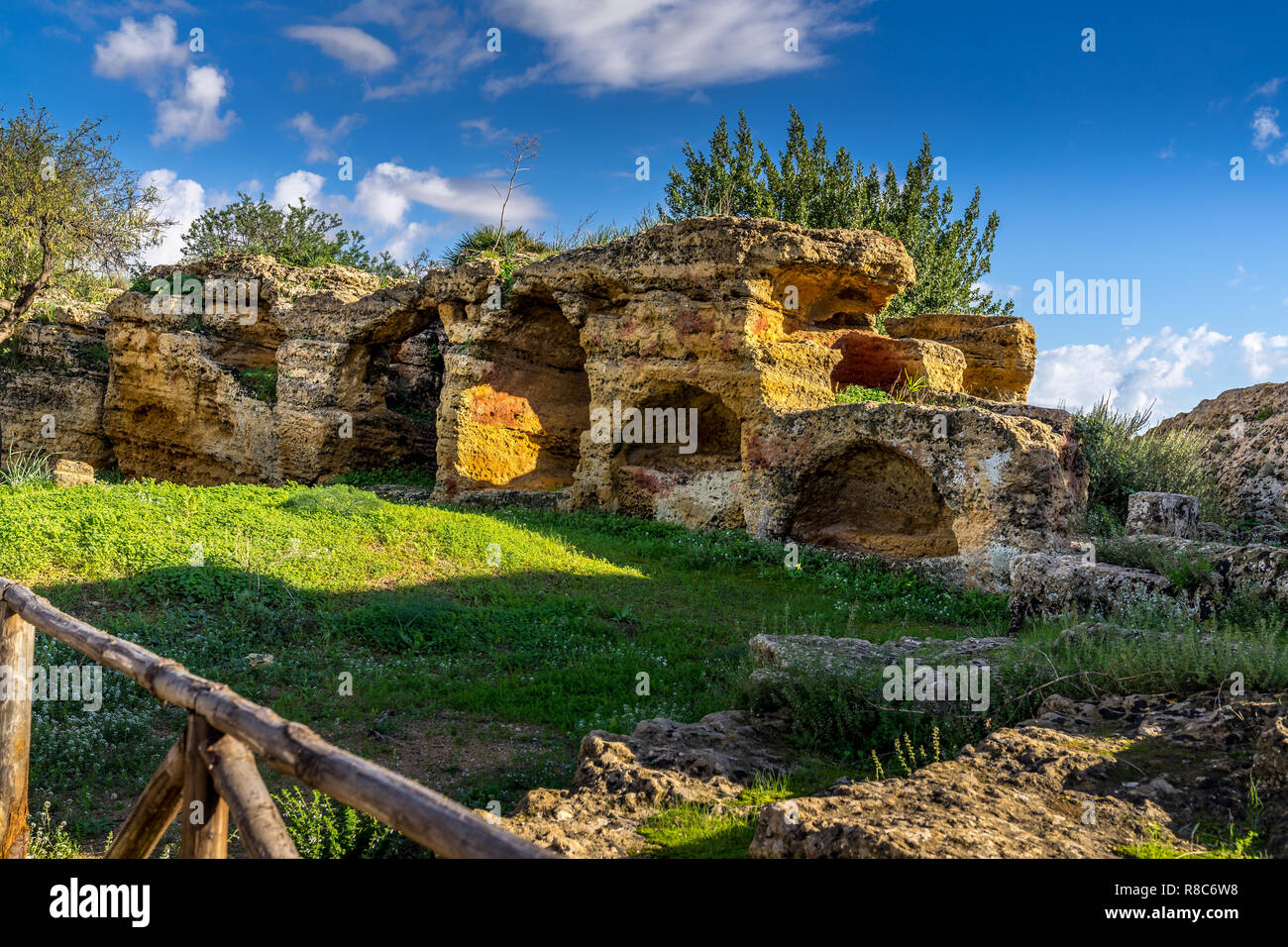 Sicily Italy - the valley of the temples of Agrigento, the ruins of the Greek walls Stock Photo
