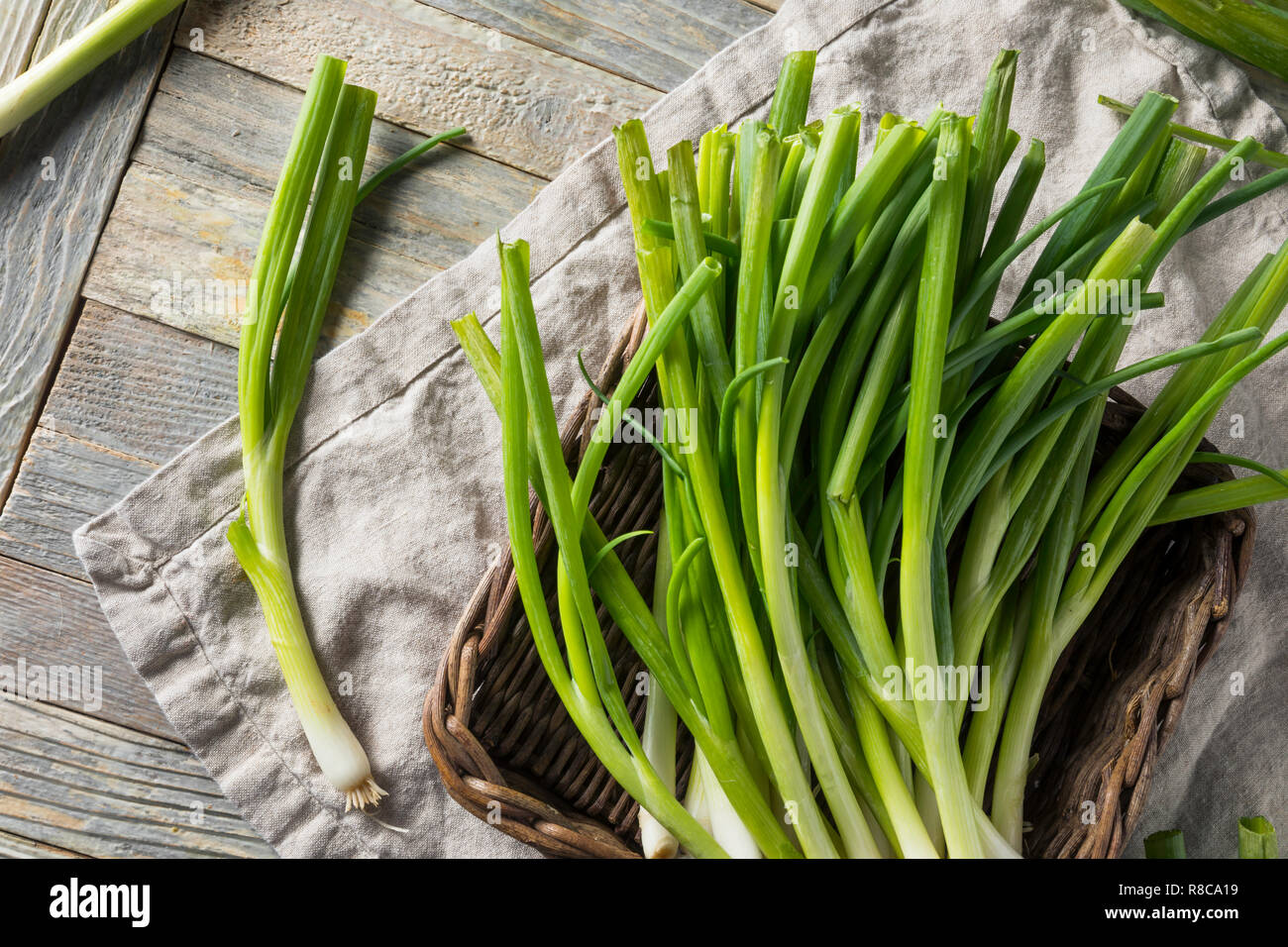 Raw Organic Green Onions in a Bunch Stock Photo - Alamy