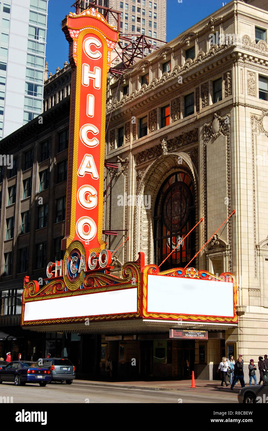 Chicago theater district architecture chicago loop hires stock