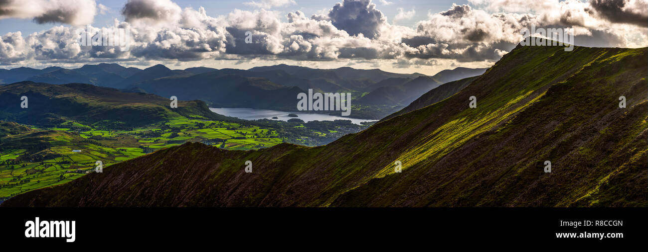 Looking at Keswick from the top of Blencathra Stock Photo