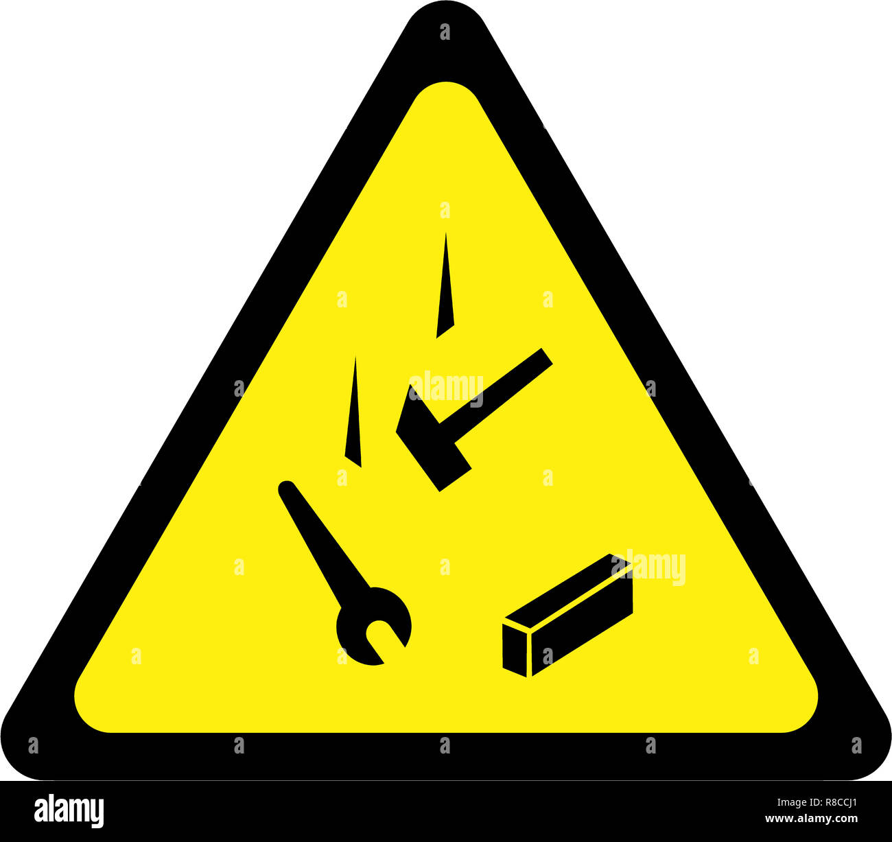 Warning sign with falling objects symbol Stock Photo - Alamy