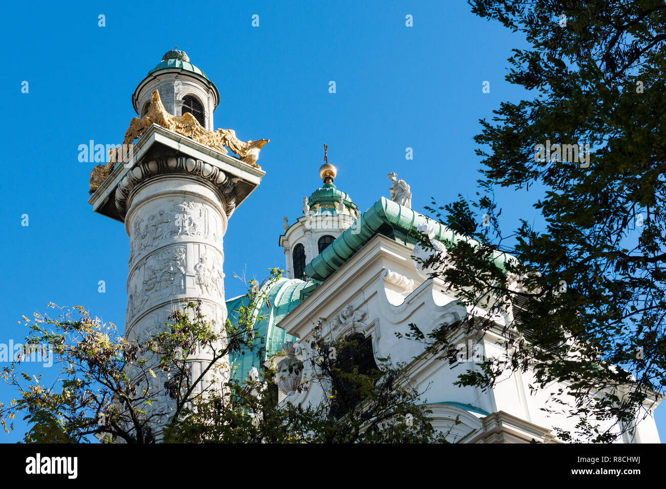 dome and columns of the Karlskirche in Vienna Stock Photo