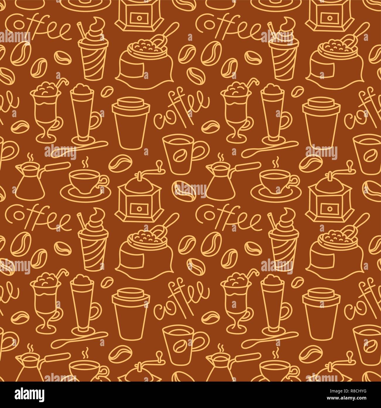 illustration of coffee seamless pattern background Stock Vector Image ...