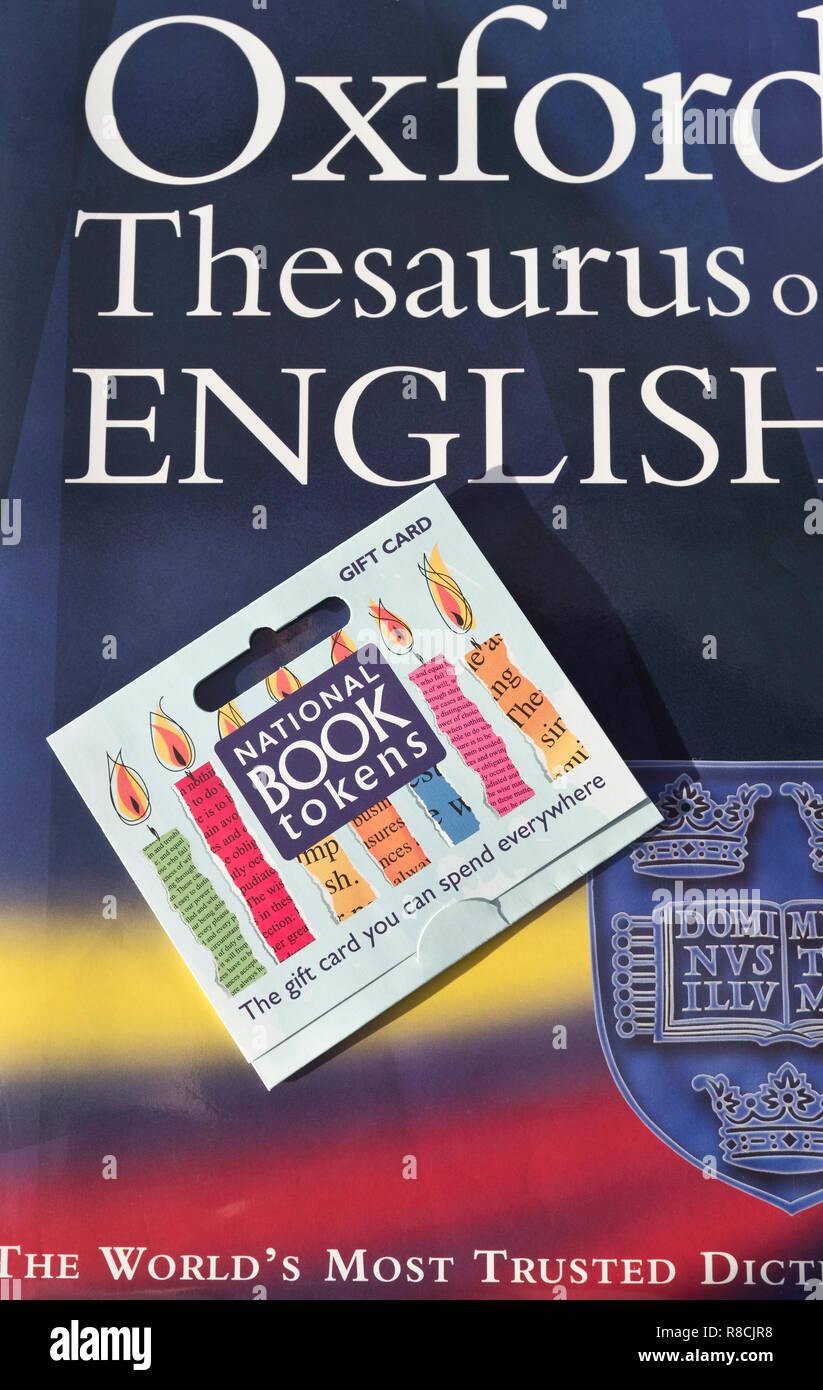 dh English Thesaurus book BOOKS UK National book token gift voucher on Oxford dictionaries tokens Stock Photo