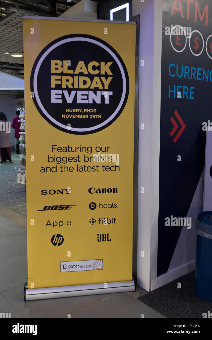 dh Aberdeen International Airport SHOPPING UK Black Friday Event sign Scotland airports Stock Photo