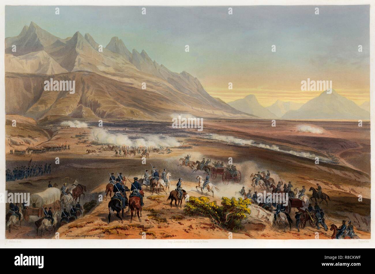 Battle of Buena Vista, pub. 1851. Creator: Carl Nebel (1805 - 1855). Stock Photo