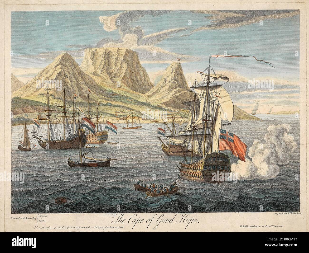 The Cape of Good Hope, pub. c1731. Creator: Samuel Scott (1701 - 1772 (after; George Lambert (1700 - 1765) after;. Stock Photo