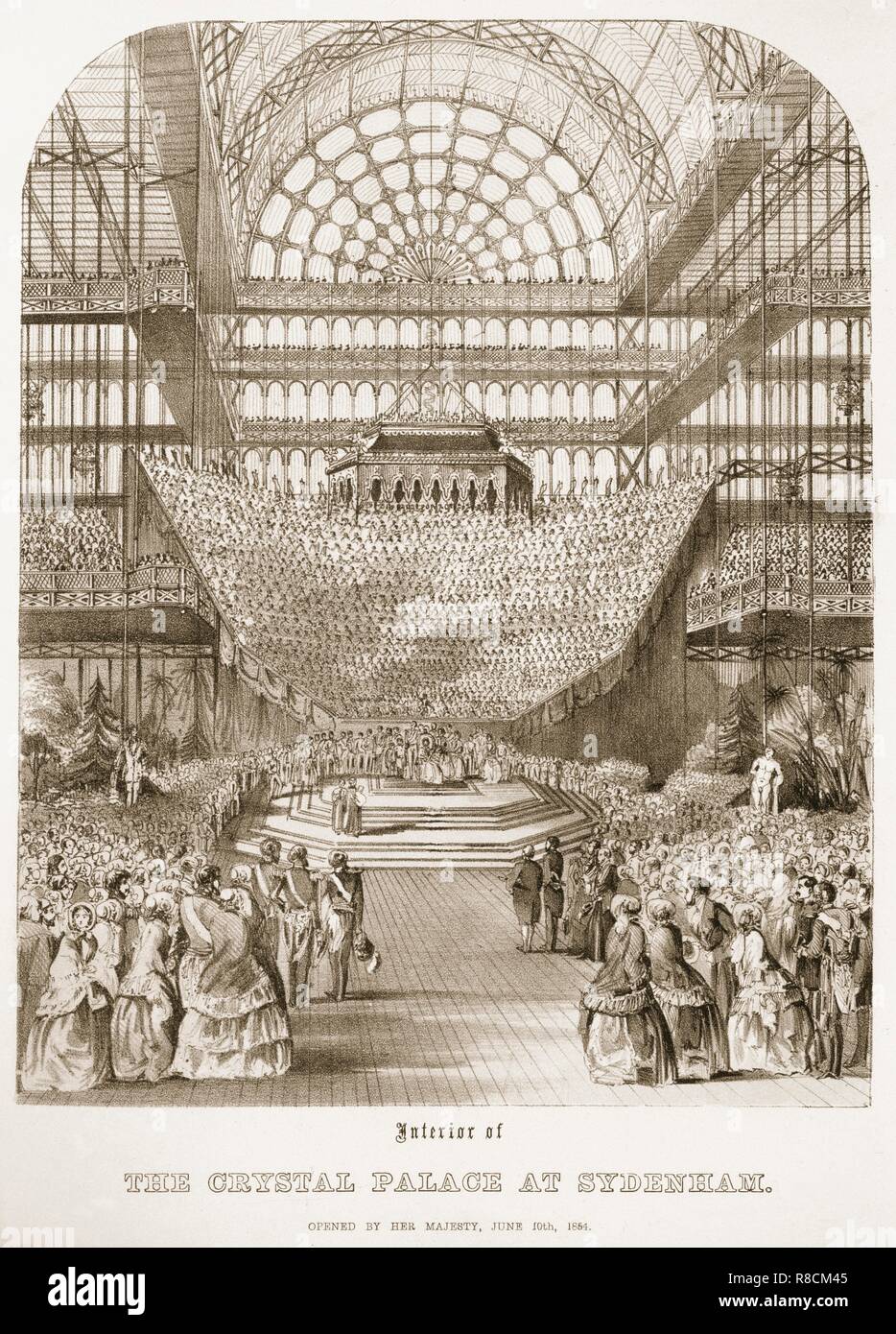 Opening of Crystal Palace at Sydenham by Queen Victoria on June 10th 1854. Creator: Thomas Hosmer Shepherd (1792-1864). Stock Photo