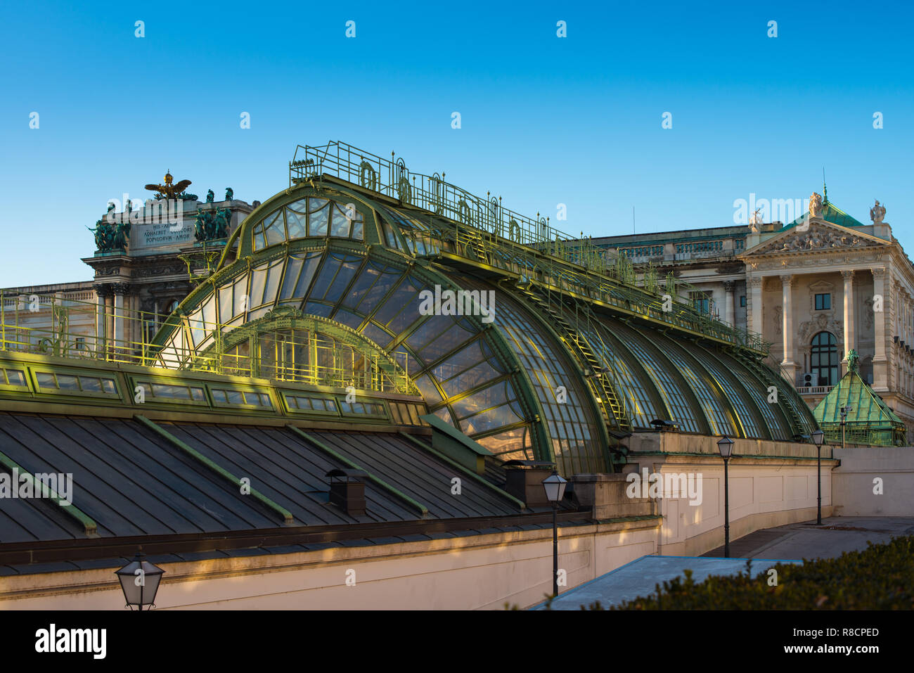 The Palmenhaus in the Burggarten formal gardens in Vienna, Austria. Stock Photo