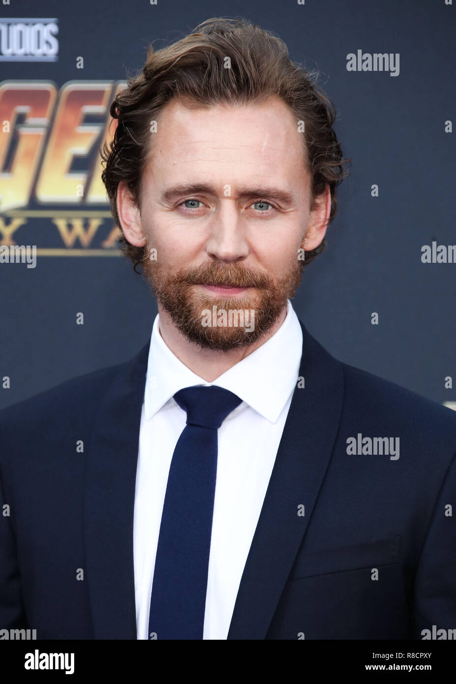 HOLLYWOOD, LOS ANGELES, CA, USA - APRIL 23: Tom Hiddleston at the World Premiere Of Disney And Marvel's 'Avengers: Infinity War' held at the El Capitan Theatre, Dolby Theatre and TCL Chinese Theatre IMAX on April 23, 2018 in Hollywood, Los Angeles, California, United States. (Photo by Xavier Collin/Image Press Agency) Stock Photo