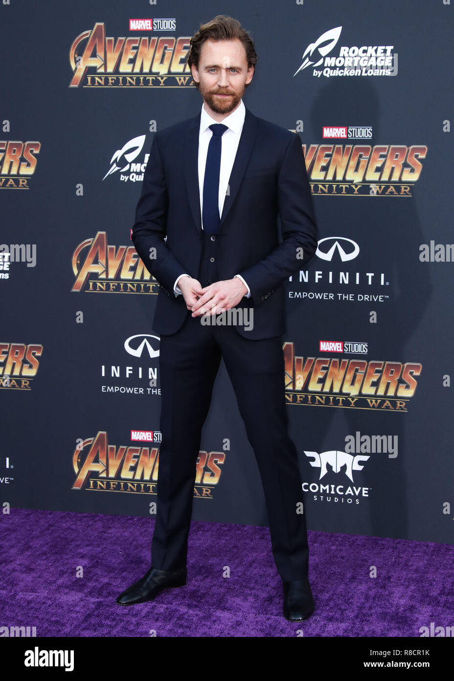 HOLLYWOOD, LOS ANGELES, CA, USA - APRIL 23: Tom Hiddleston at the World Premiere Of Disney And Marvel's 'Avengers: Infinity War' held at the El Capitan Theatre, Dolby Theatre and TCL Chinese Theatre IMAX on April 23, 2018 in Hollywood, Los Angeles, California, United States. (Photo by Xavier Collin/Image Press Agency) Stock Photo