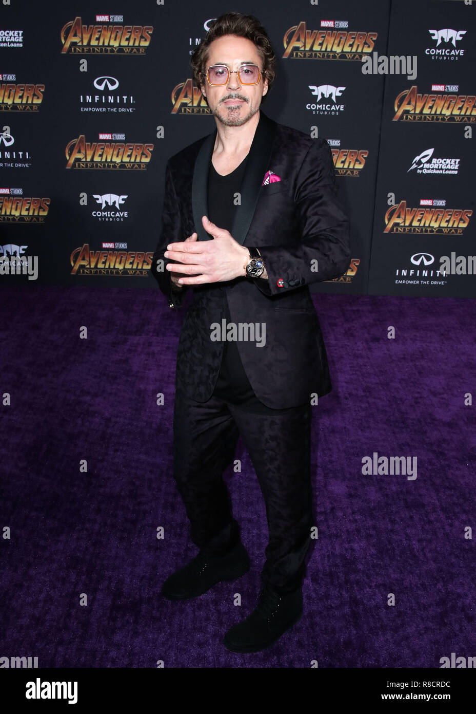 HOLLYWOOD, LOS ANGELES, CA, USA - APRIL 23: Robert Downey Jr. at the World Premiere Of Disney And Marvel's 'Avengers: Infinity War' held at the El Capitan Theatre, Dolby Theatre and TCL Chinese Theatre IMAX on April 23, 2018 in Hollywood, Los Angeles, California, United States. (Photo by Xavier Collin/Image Press Agency) Stock Photo