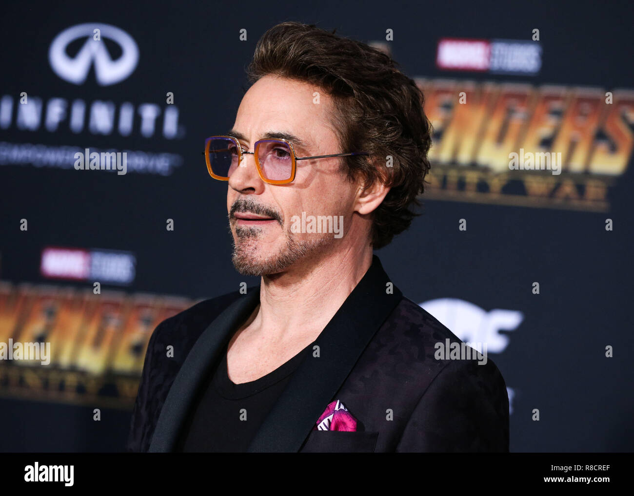 HOLLYWOOD, LOS ANGELES, CA, USA - APRIL 23: Robert Downey Jr. at the World Premiere Of Disney And Marvel's 'Avengers: Infinity War' held at the El Capitan Theatre, Dolby Theatre and TCL Chinese Theatre IMAX on April 23, 2018 in Hollywood, Los Angeles, California, United States. (Photo by Xavier Collin/Image Press Agency) Stock Photo