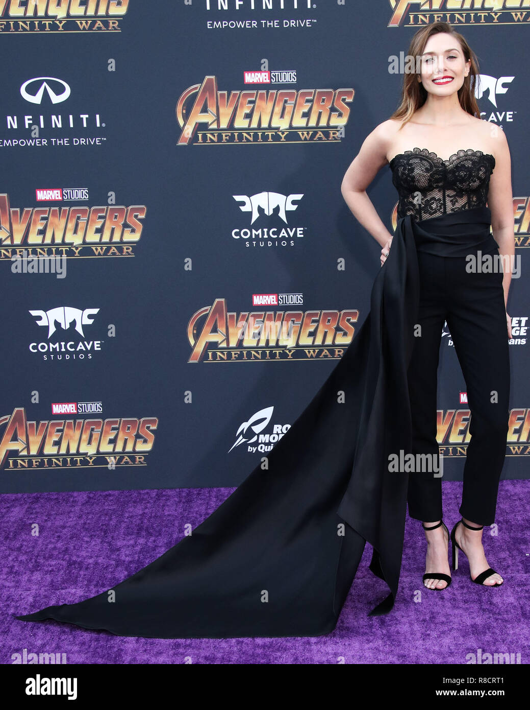 HOLLYWOOD, LOS ANGELES, CA, USA - APRIL 23: Elizabeth Olsen at the World Premiere Of Disney And Marvel's 'Avengers: Infinity War' held at the El Capitan Theatre, Dolby Theatre and TCL Chinese Theatre IMAX on April 23, 2018 in Hollywood, Los Angeles, California, United States. (Photo by Xavier Collin/Image Press Agency) Stock Photo