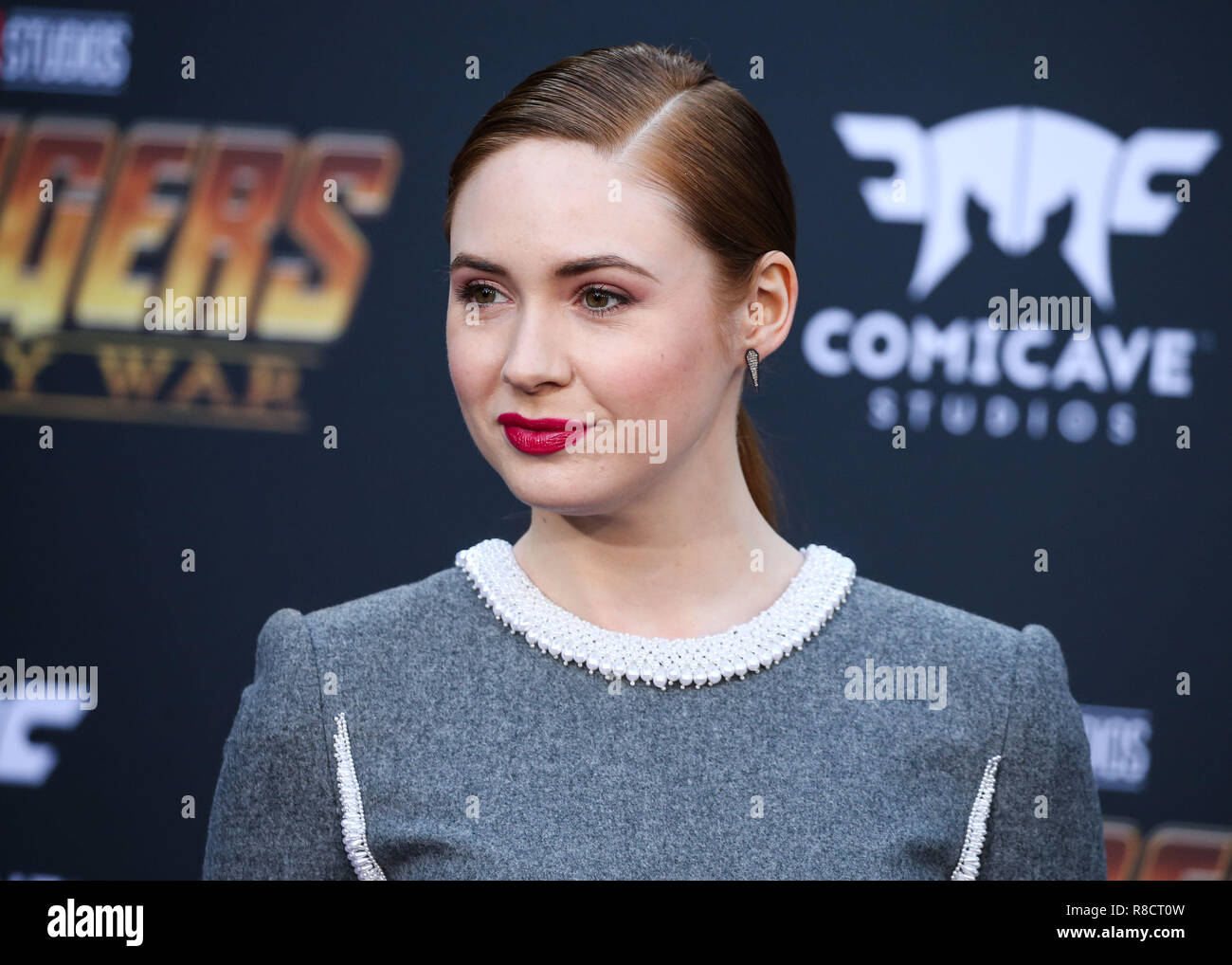 HOLLYWOOD, LOS ANGELES, CA, USA - APRIL 23: Karen Gillan at the World Premiere Of Disney And Marvel's 'Avengers: Infinity War' held at the El Capitan Theatre, Dolby Theatre and TCL Chinese Theatre IMAX on April 23, 2018 in Hollywood, Los Angeles, California, United States. (Photo by Xavier Collin/Image Press Agency) Stock Photo