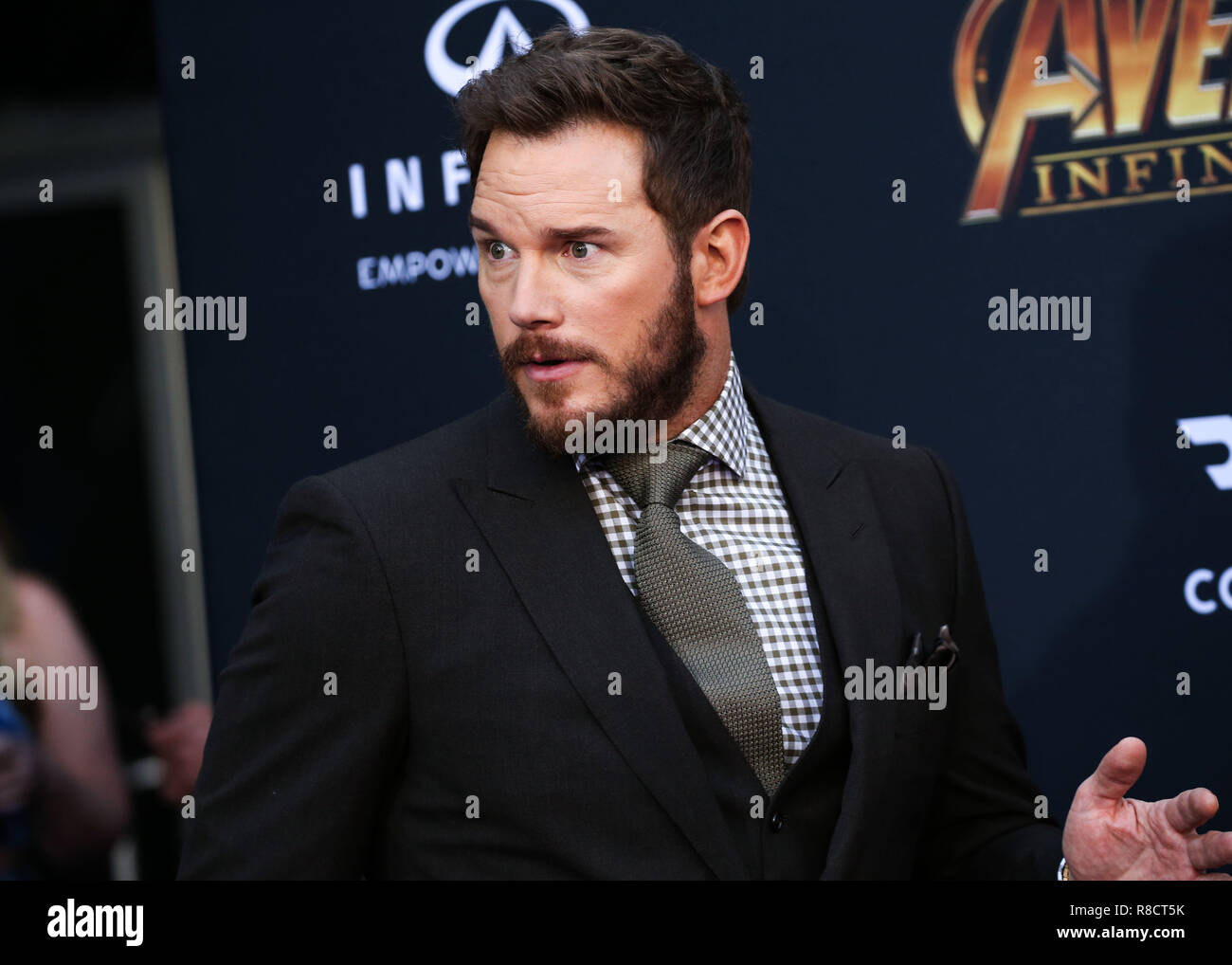 HOLLYWOOD, LOS ANGELES, CA, USA - APRIL 23: Chris Pratt at the World Premiere Of Disney And Marvel's 'Avengers: Infinity War' held at the El Capitan Theatre, Dolby Theatre and TCL Chinese Theatre IMAX on April 23, 2018 in Hollywood, Los Angeles, California, United States. (Photo by Xavier Collin/Image Press Agency) Stock Photo