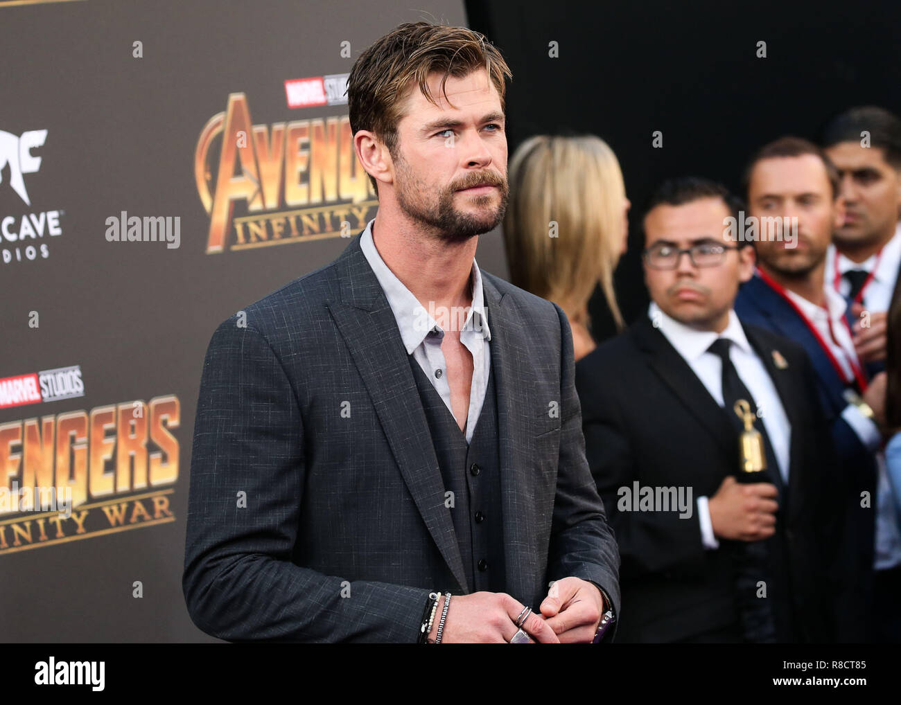 HOLLYWOOD, LOS ANGELES, CA, USA - APRIL 23: Chris Hemsworth at the World Premiere Of Disney And Marvel's 'Avengers: Infinity War' held at the El Capitan Theatre, Dolby Theatre and TCL Chinese Theatre IMAX on April 23, 2018 in Hollywood, Los Angeles, California, United States. (Photo by Xavier Collin/Image Press Agency) Stock Photo