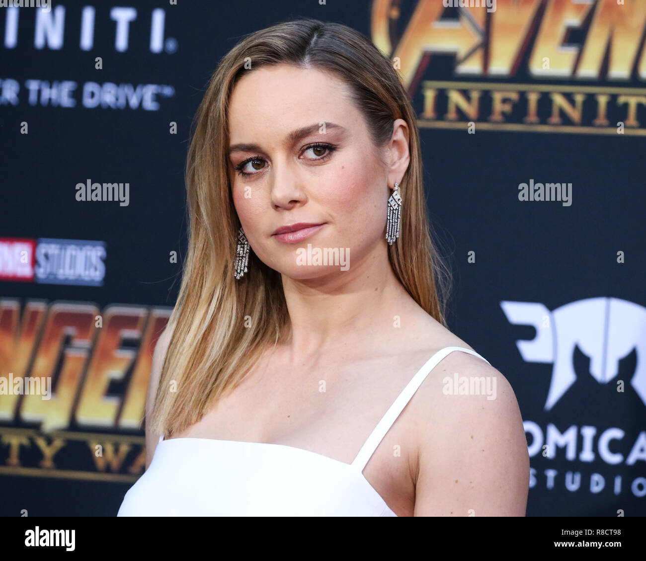 HOLLYWOOD, LOS ANGELES, CA, USA - APRIL 23: Brie Larson at the World Premiere Of Disney And Marvel's 'Avengers: Infinity War' held at the El Capitan Theatre, Dolby Theatre and TCL Chinese Theatre IMAX on April 23, 2018 in Hollywood, Los Angeles, California, United States. (Photo by Xavier Collin/Image Press Agency) Stock Photo