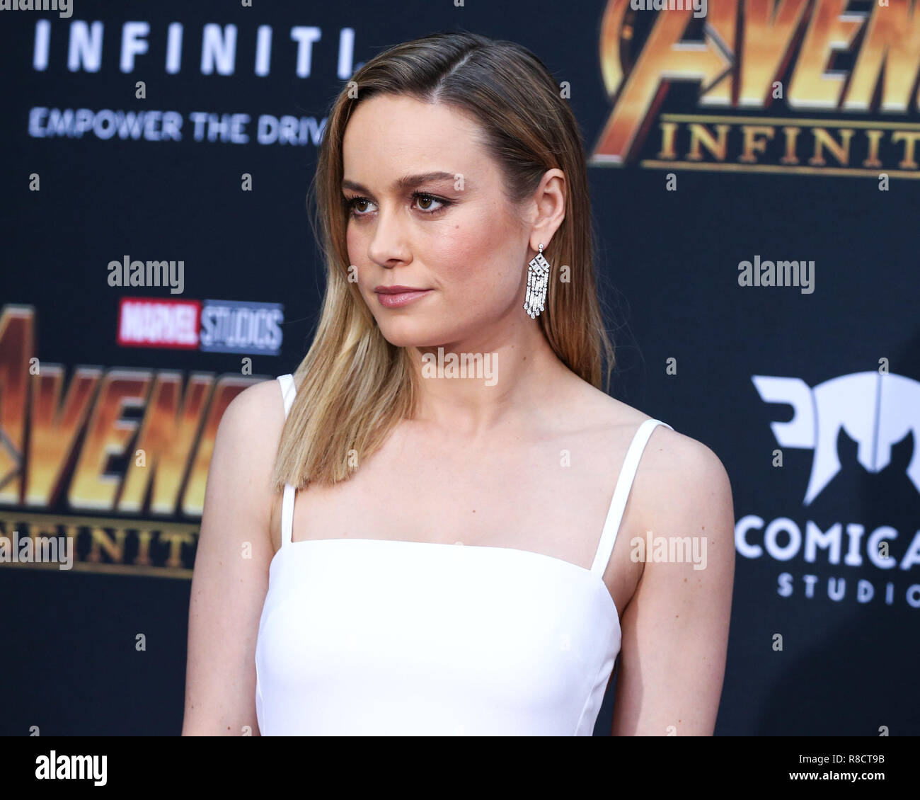 HOLLYWOOD, LOS ANGELES, CA, USA - APRIL 23: Brie Larson at the World Premiere Of Disney And Marvel's 'Avengers: Infinity War' held at the El Capitan Theatre, Dolby Theatre and TCL Chinese Theatre IMAX on April 23, 2018 in Hollywood, Los Angeles, California, United States. (Photo by Xavier Collin/Image Press Agency) Stock Photo