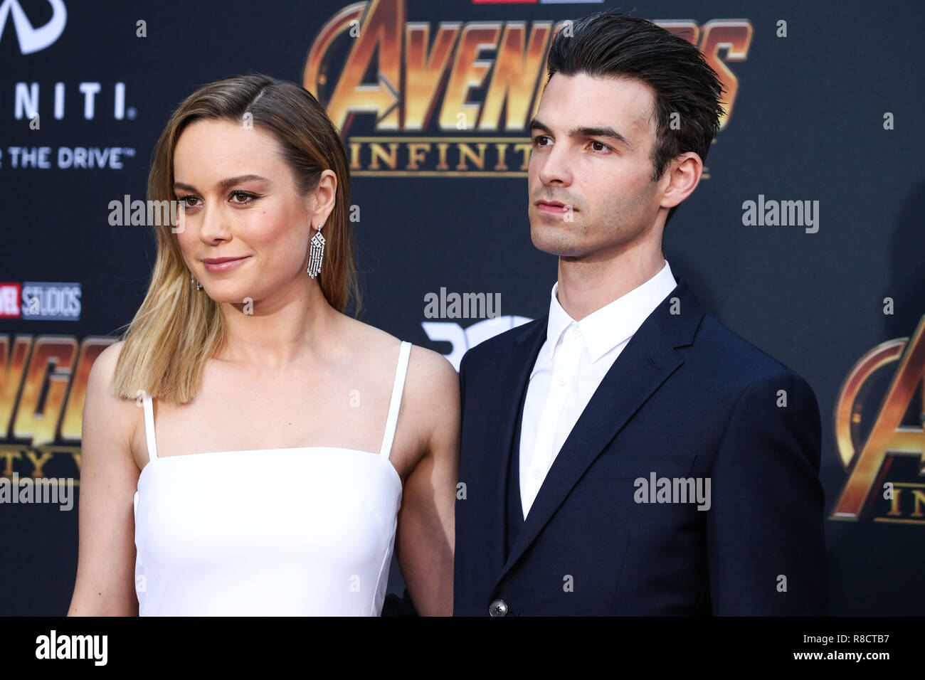 HOLLYWOOD, LOS ANGELES, CA, USA - APRIL 23: Brie Larson, Alex Greenwald at the World Premiere Of Disney And Marvel's 'Avengers: Infinity War' held at the El Capitan Theatre, Dolby Theatre and TCL Chinese Theatre IMAX on April 23, 2018 in Hollywood, Los Angeles, California, United States. (Photo by Xavier Collin/Image Press Agency) Stock Photo