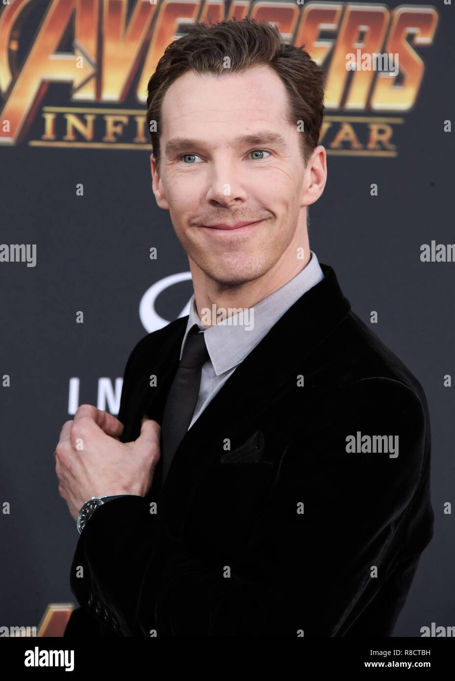 HOLLYWOOD, LOS ANGELES, CA, USA - APRIL 23: Benedict Cumberbatch at the World Premiere Of Disney And Marvel's 'Avengers: Infinity War' held at the El Capitan Theatre, Dolby Theatre and TCL Chinese Theatre IMAX on April 23, 2018 in Hollywood, Los Angeles, California, United States. (Photo by Xavier Collin/Image Press Agency) Stock Photo