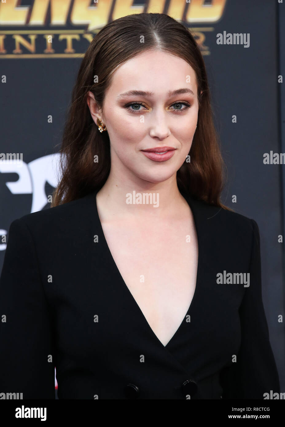 HOLLYWOOD, LOS ANGELES, CA, USA - APRIL 23: Alycia Debnam Carey at the World Premiere Of Disney And Marvel's 'Avengers: Infinity War' held at the El Capitan Theatre, Dolby Theatre and TCL Chinese Theatre IMAX on April 23, 2018 in Hollywood, Los Angeles, California, United States. (Photo by Xavier Collin/Image Press Agency) Stock Photo