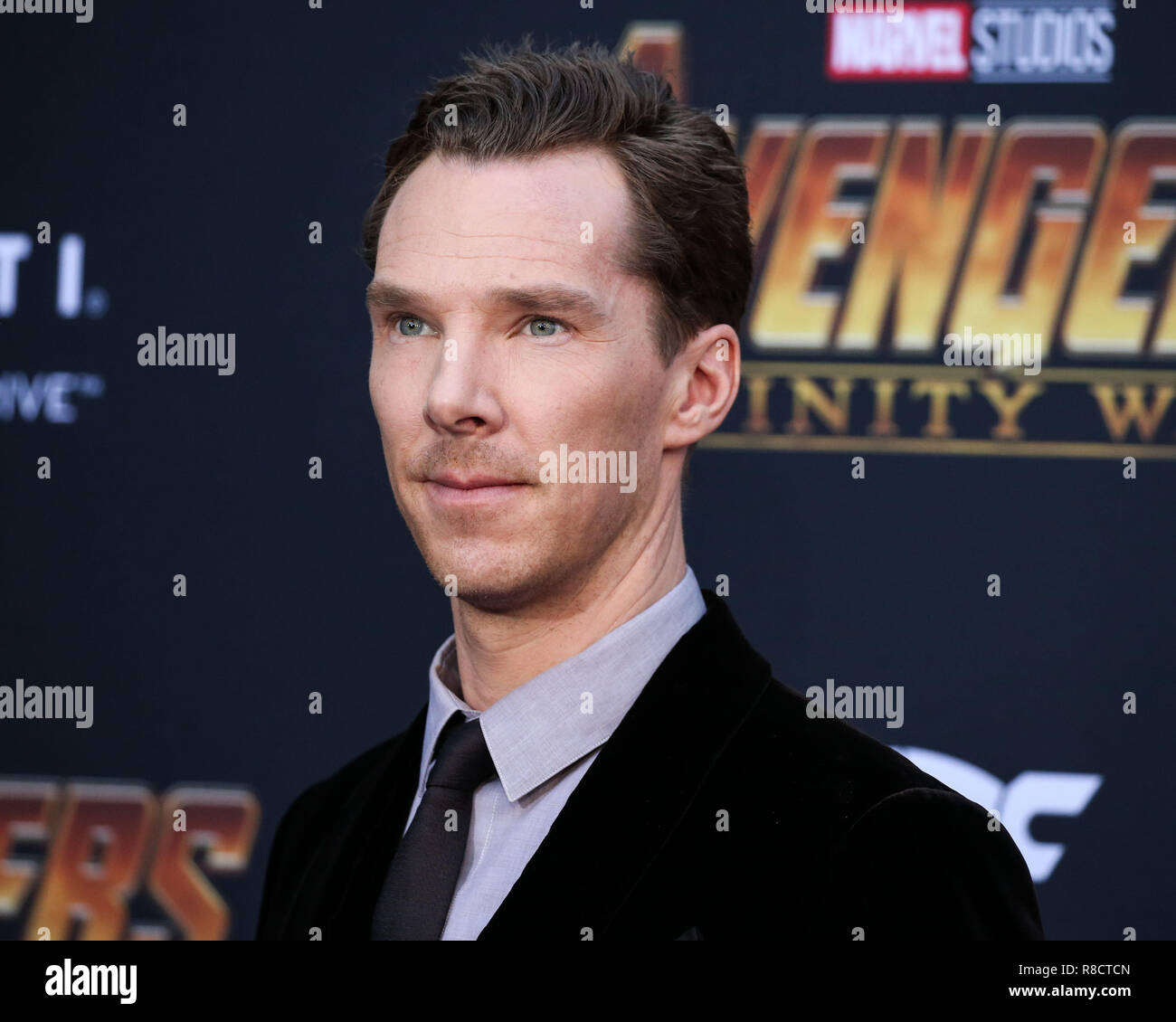 HOLLYWOOD, LOS ANGELES, CA, USA - APRIL 23: Benedict Cumberbatch at the World Premiere Of Disney And Marvel's 'Avengers: Infinity War' held at the El Capitan Theatre, Dolby Theatre and TCL Chinese Theatre IMAX on April 23, 2018 in Hollywood, Los Angeles, California, United States. (Photo by Xavier Collin/Image Press Agency) Stock Photo