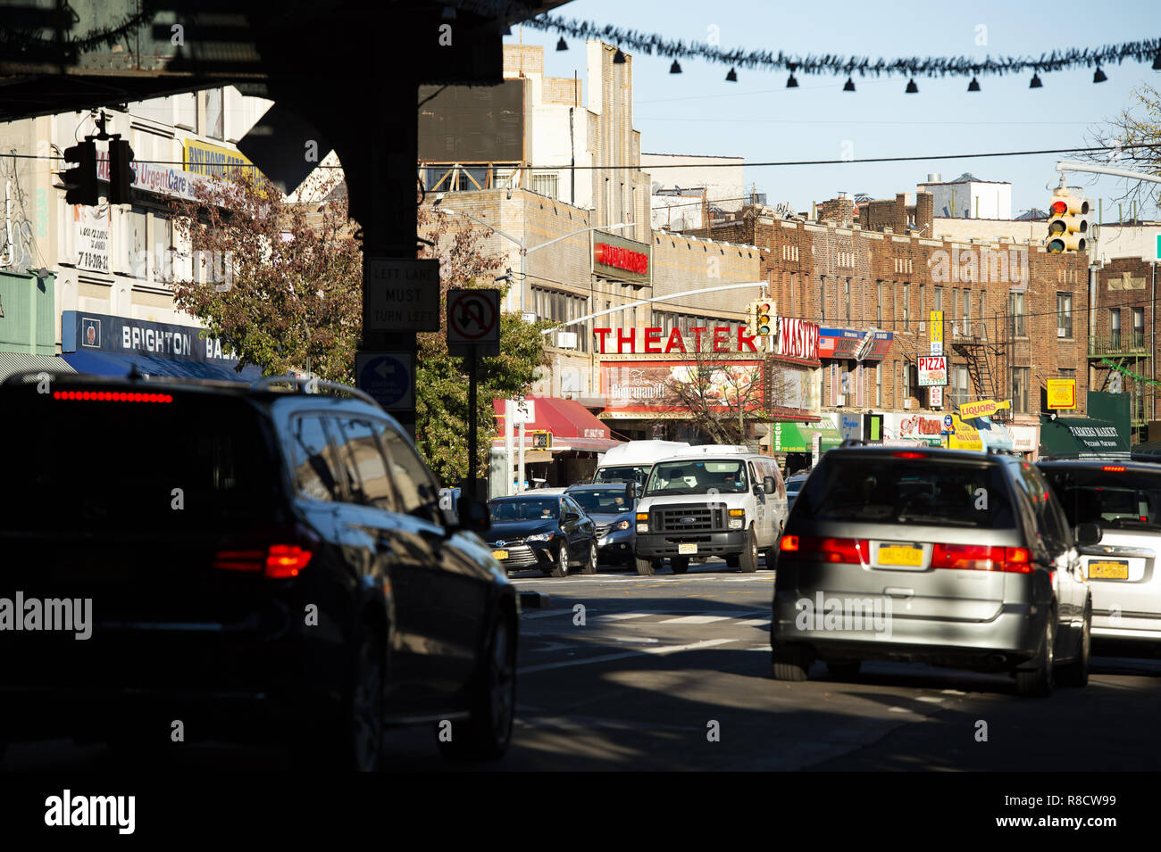 Traffic jam on the streets of Coney Island. Stock Photo