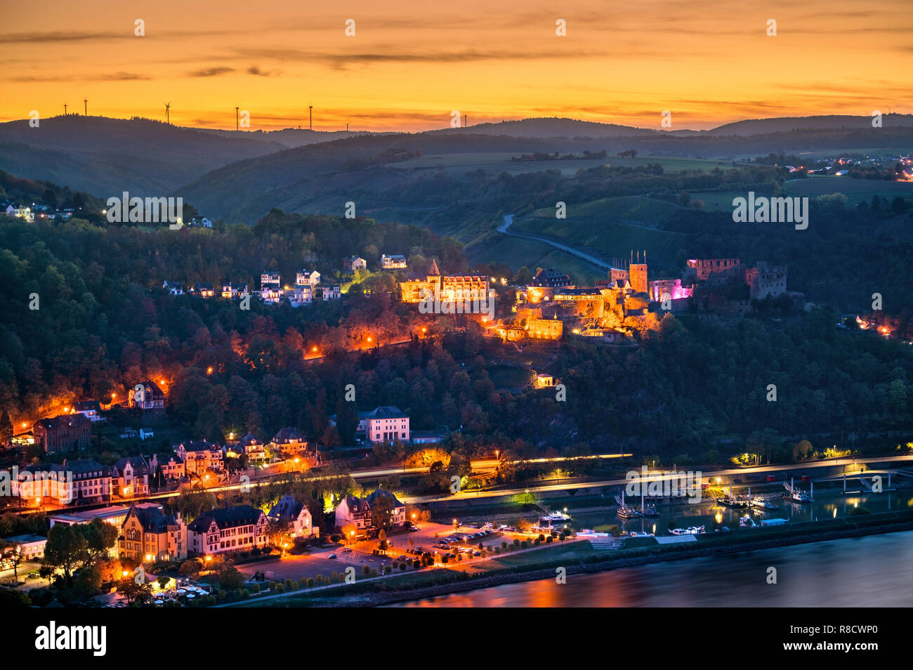 Rheinfels Castle above the Rhine river in Sankt Goar, Germany Stock ...
