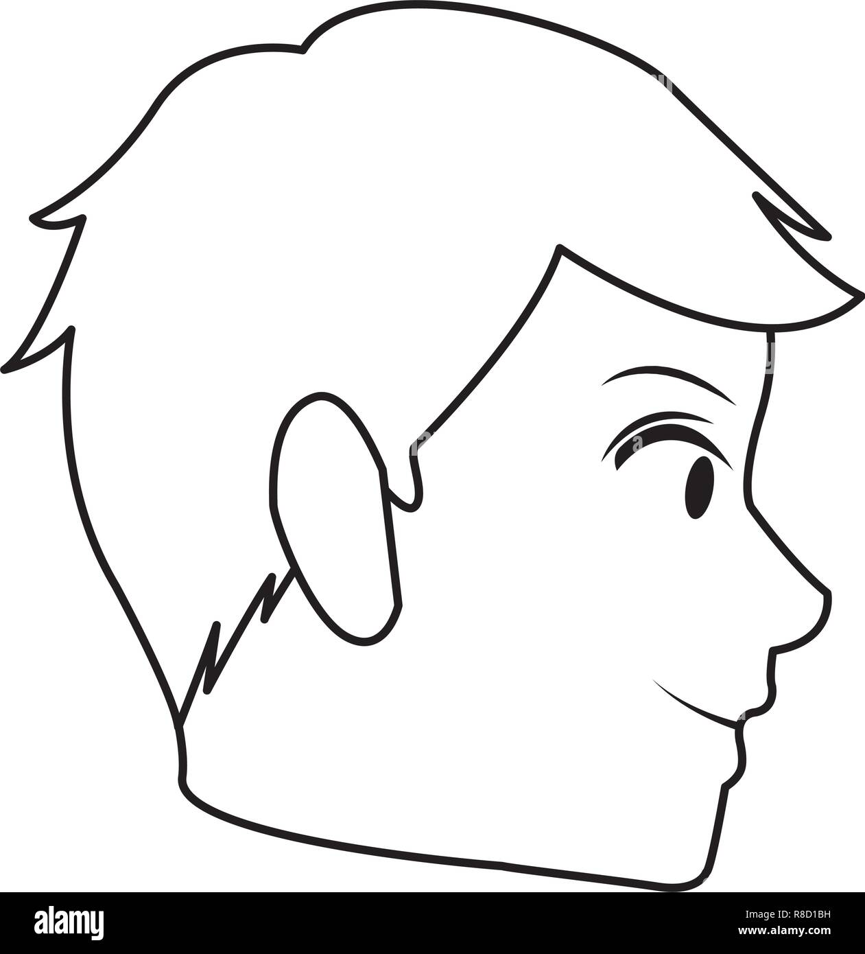Man face sideview in black and white Stock Vector Image & Art - Alamy