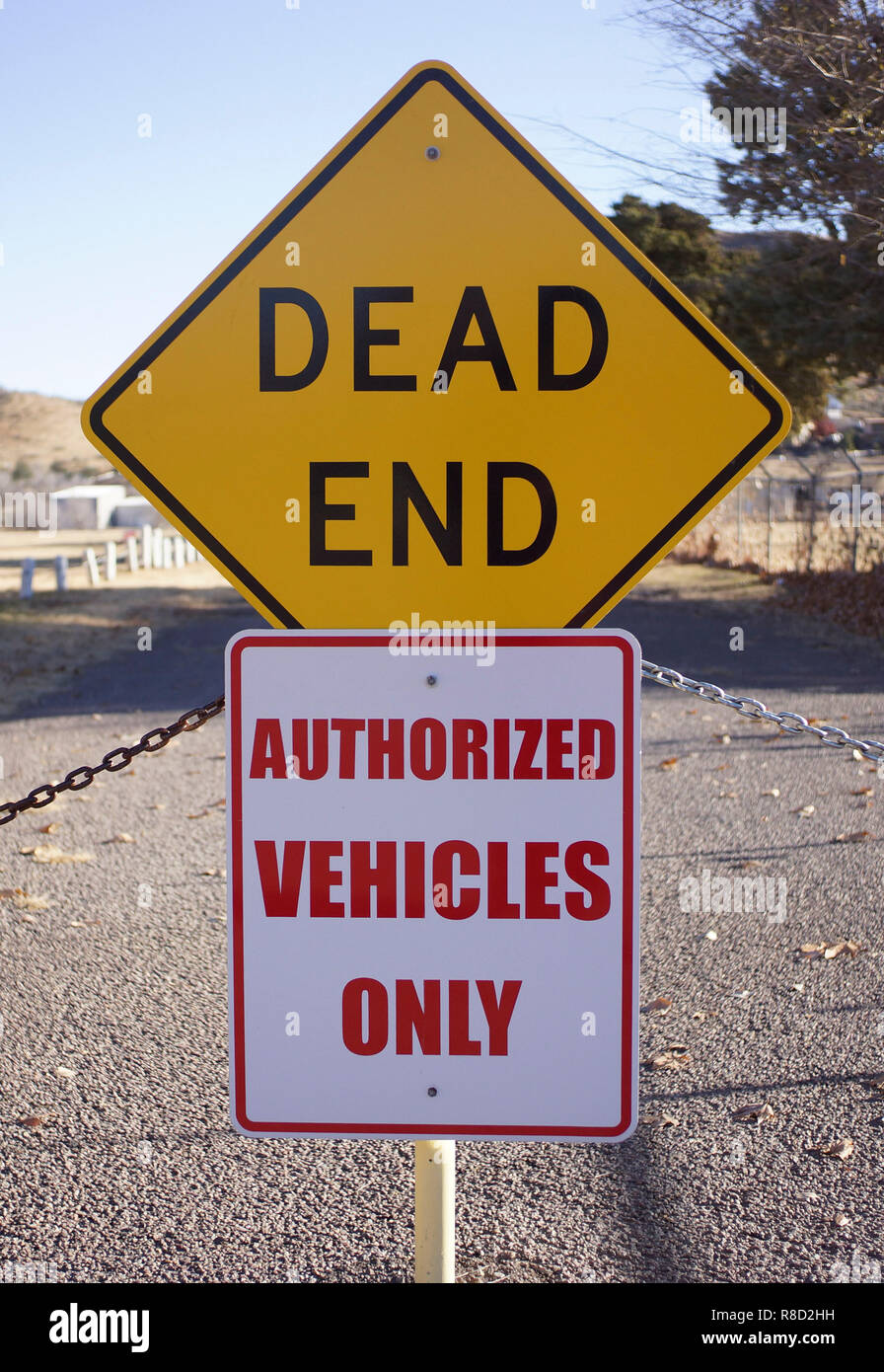 Road signs in a small rural west Texas Town Stock Photo