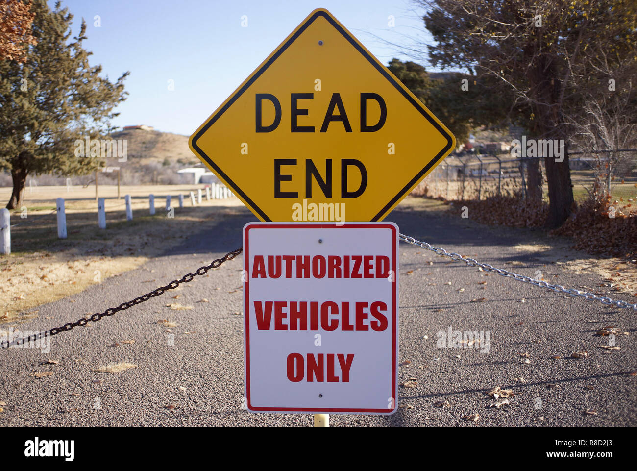 Road signs in a small rural west Texas Town Stock Photo