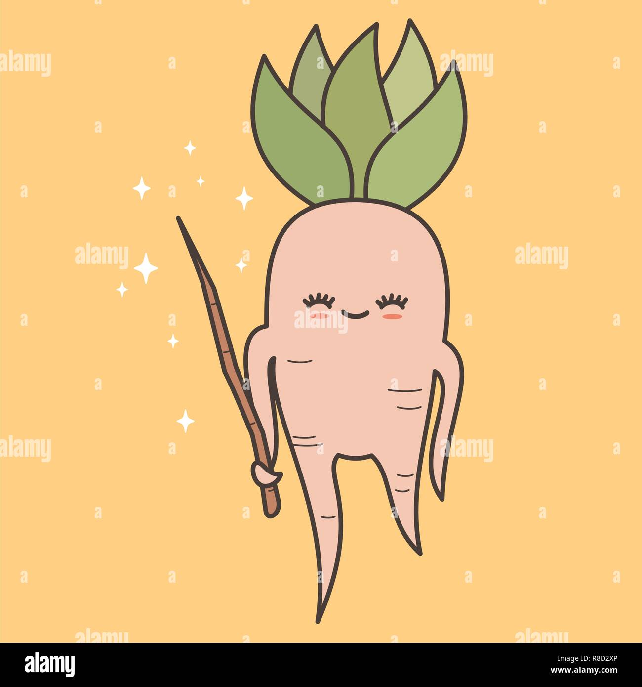 Cute lovely cartoon mandrake roots illustration seamless vector