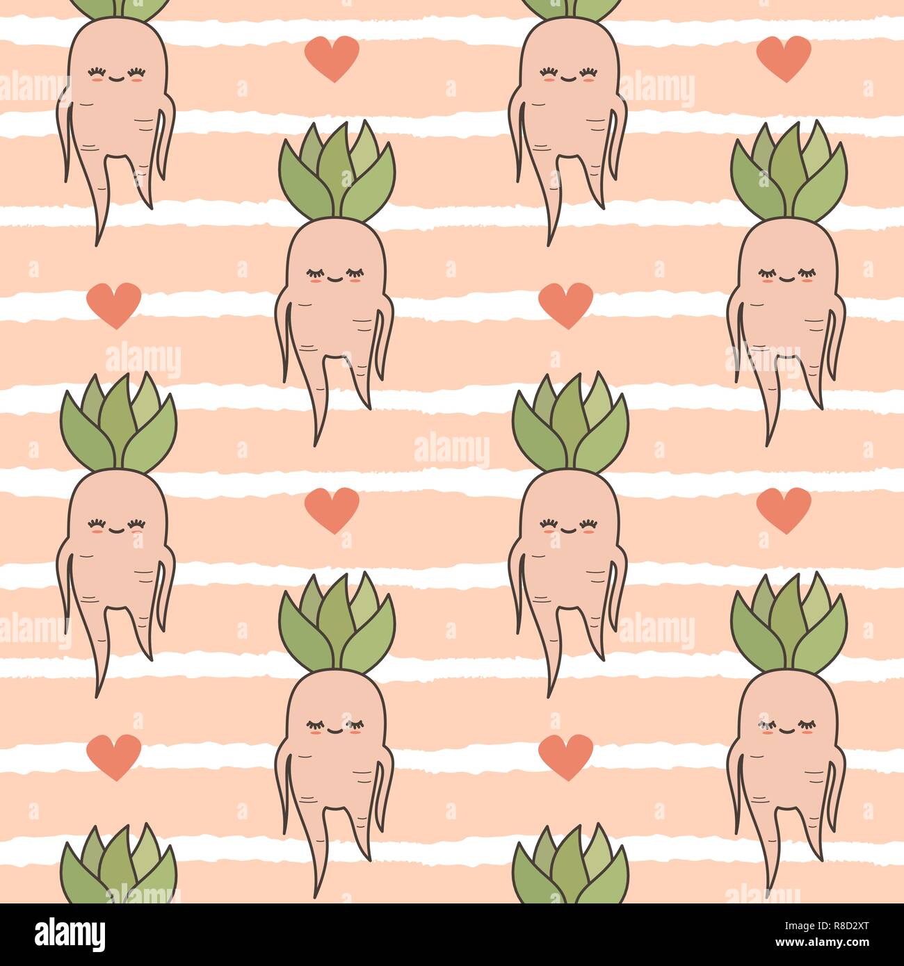 Cute lovely cartoon mandrake roots illustration seamless vector