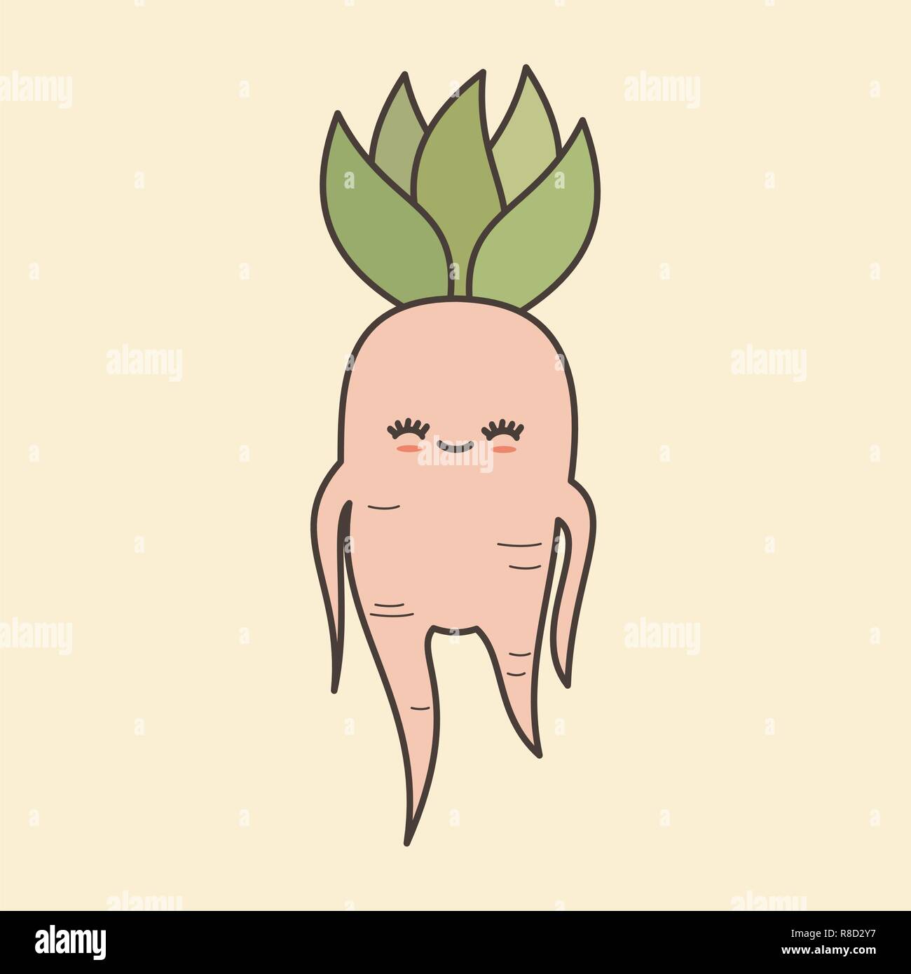 Cute lovely cartoon mandrake roots illustration seamless vector