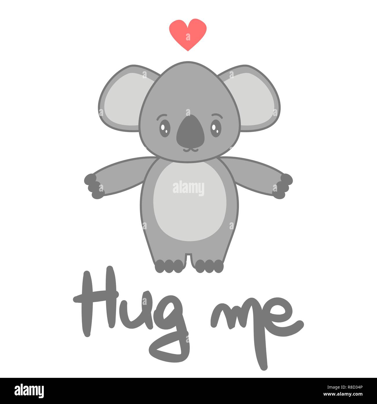 cute vector hand drawn lettering hug me card with cartoon lovely koala bear  Stock Vector Image & Art - Alamy