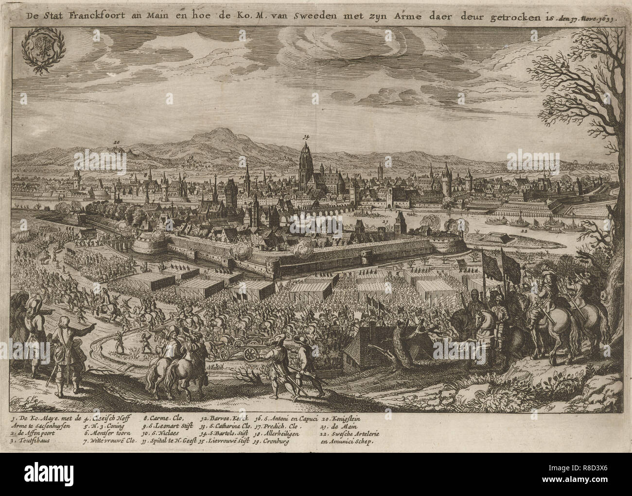 Contrafacter of Frankfurt am Main with passage of the Swedes under Gustav Adolf on 17th November 163 Stock Photo