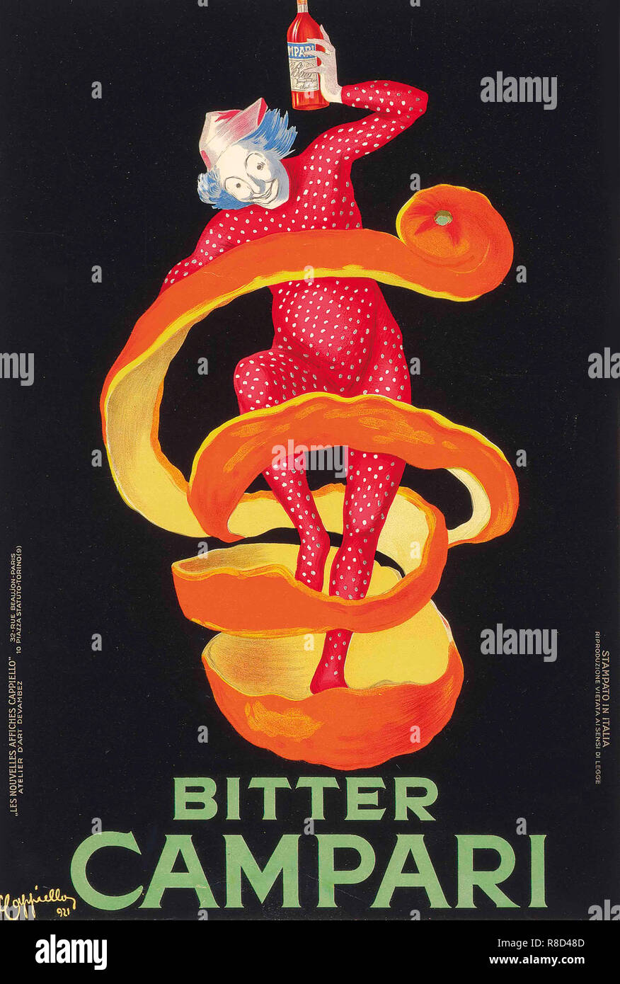Affiche Vintage Bitter Campari 1921 - Reproduction 43x60 Cm - Neuf - Décoration Rétro