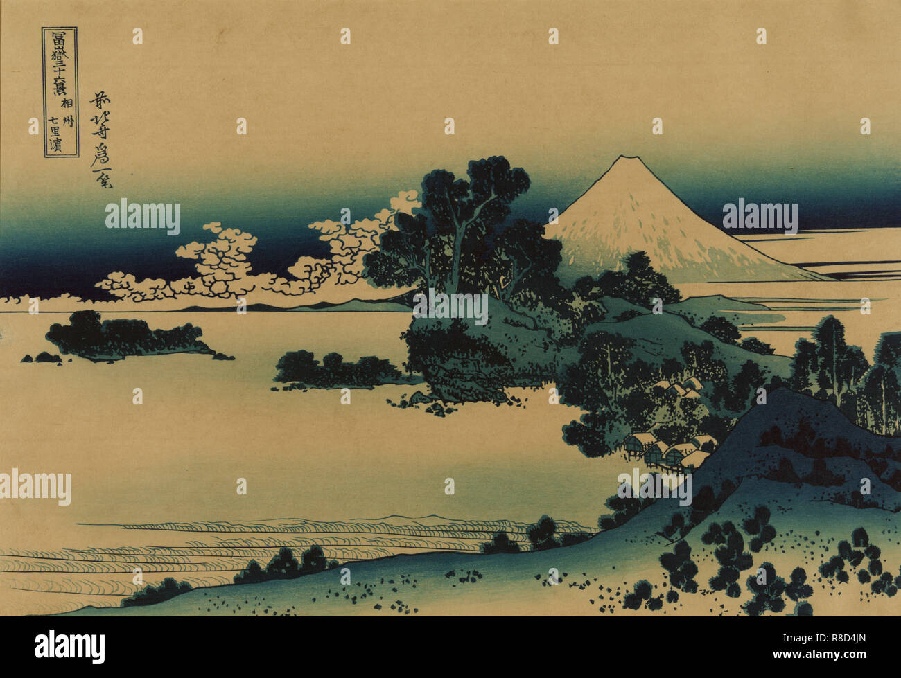 Shichiri beach in Sagami Province (from a Series '36 Views of Mount Fuji'), 1830-1833. Stock Photo