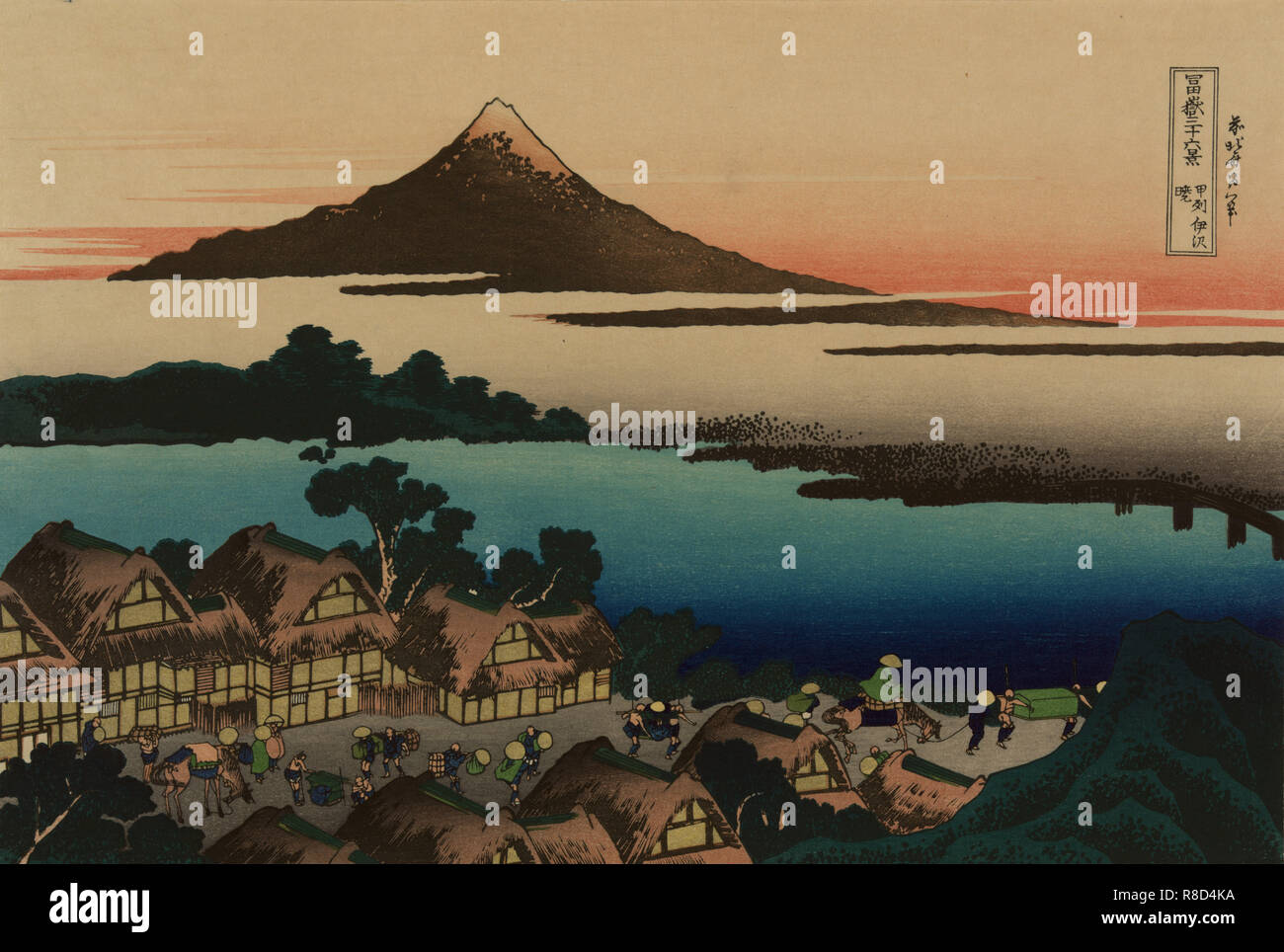 Dawn at Isawa in the Kai province (from a Series '36 Views of Mount Fuji'), 1830-1833. Stock Photo
