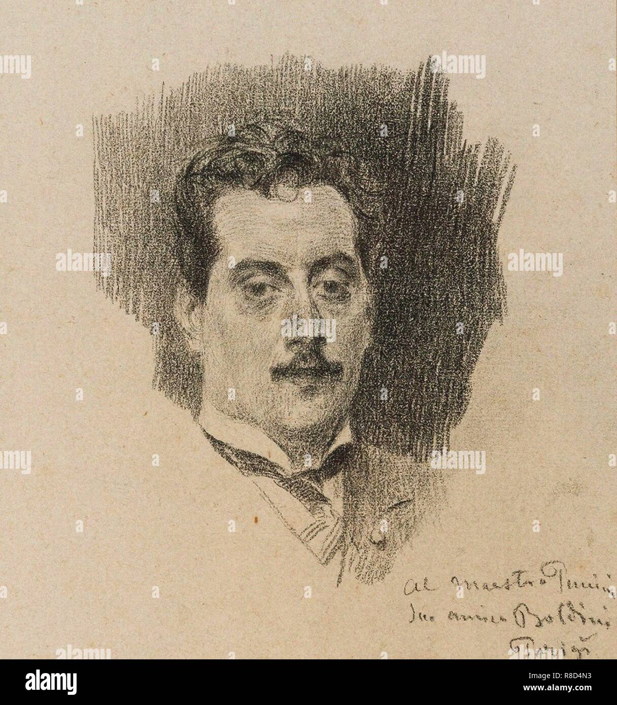 Portrait of the Composer Giacomo Puccini (1858-1924), 1898. Stock Photo