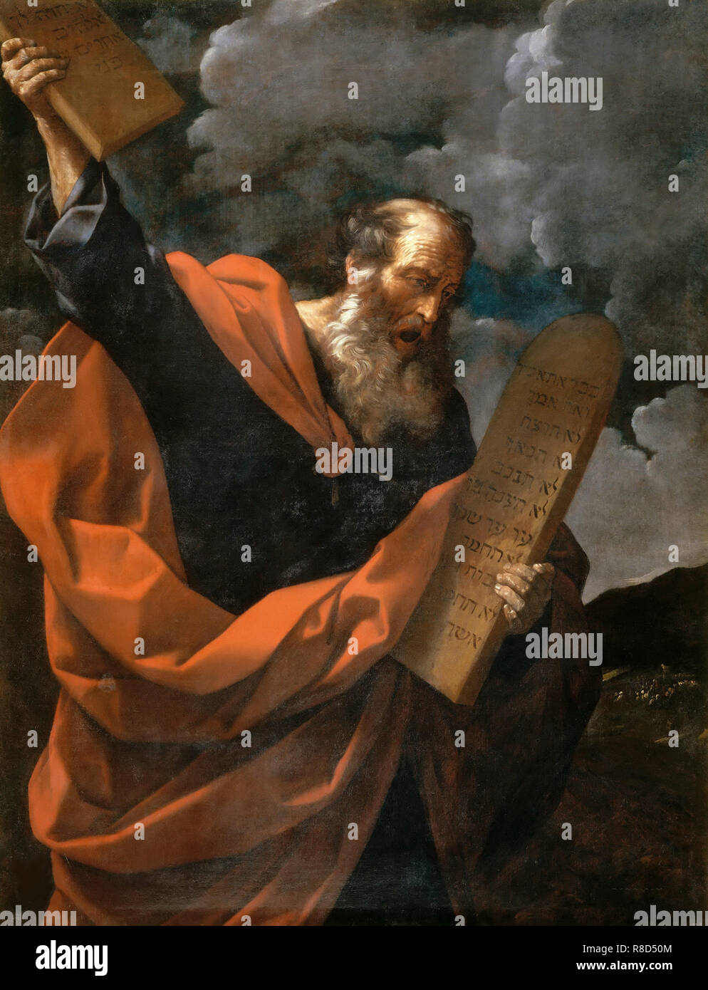 Moses Breaking the Tablets of the Law, ca 1624-1625. Stock Photo