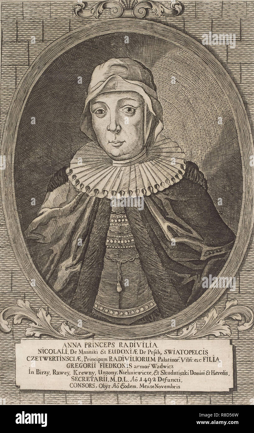 Anna Radziwill. From: Icones Familiae Ducalis Radivilianae, 1758. Stock Photo