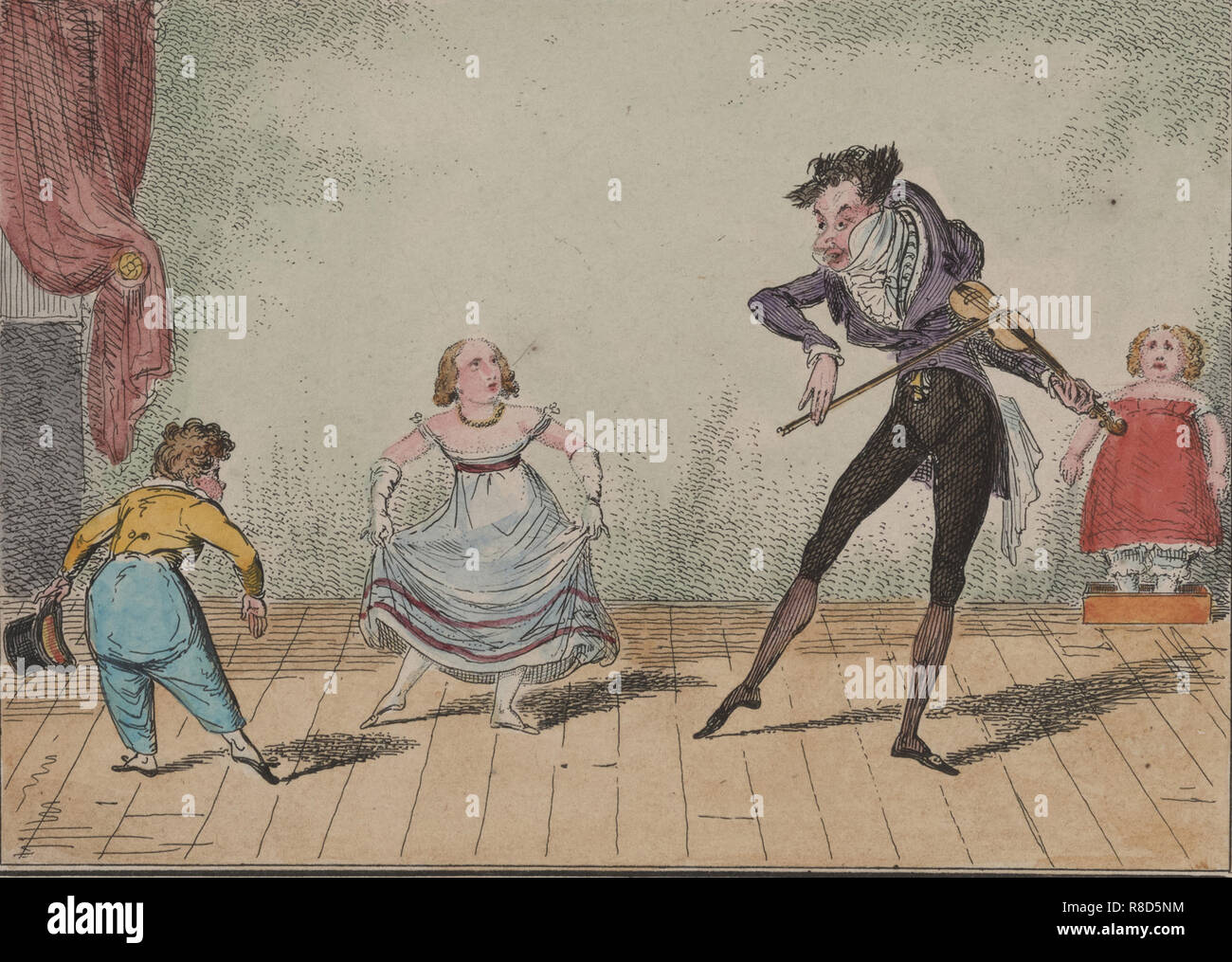 The dancing lesson: The Minuet, 1835. Stock Photo