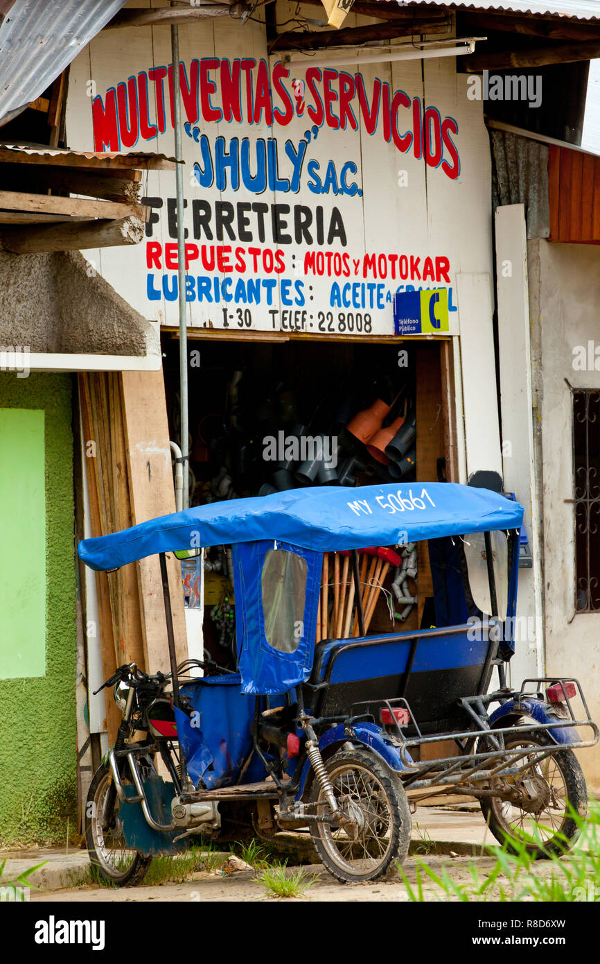 Tricycle for service at Iquitos,Peru Stock Photo