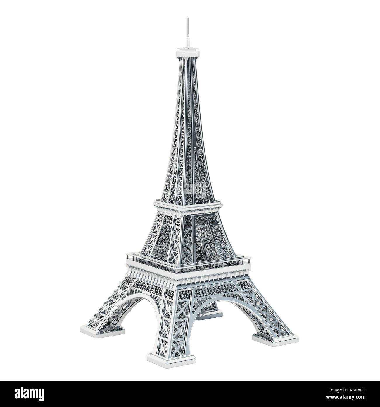 The Eiffel Tower, 3D rendering isolated on white background Stock